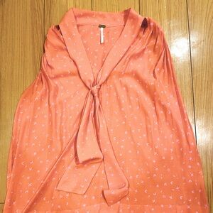 Free people coral and pink top with bow